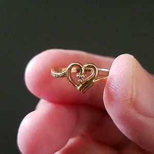 Diamond & Gold Heart Ring